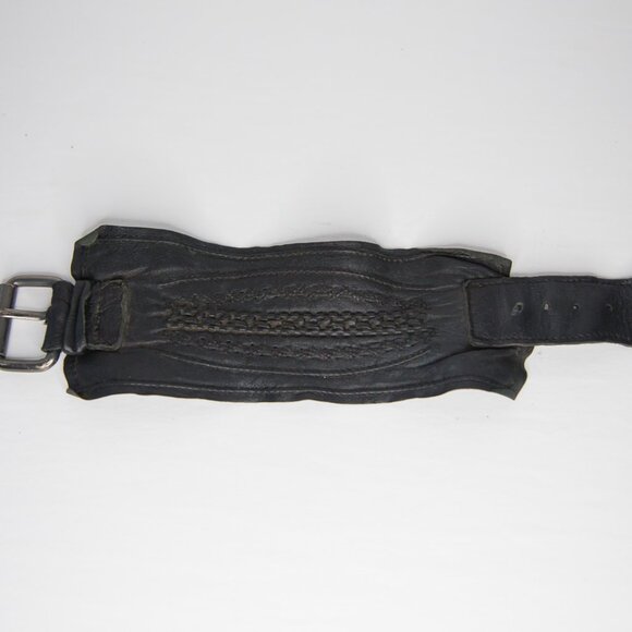 SOLD Vintage Max Studio Black Leather Punk Gothic Buckle Cuff Bracelet - Picture 8 of 9